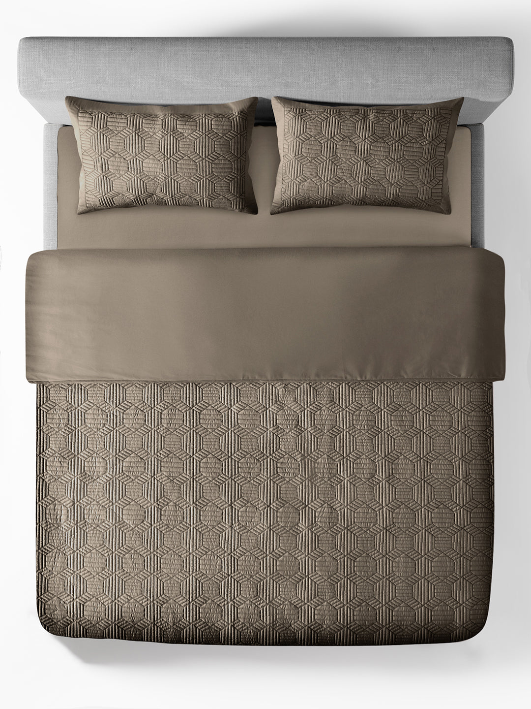 MOSAIC-GREIGE DOUBLE QUILTED BED SPREAD