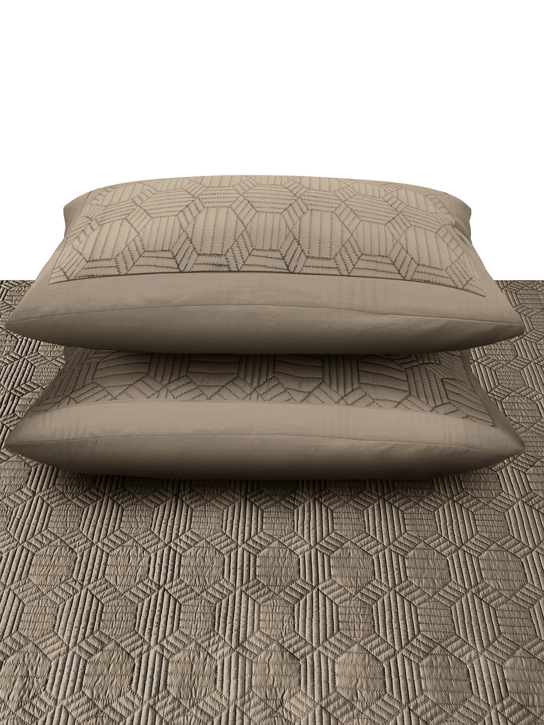 MOSAIC-GREIGE DOUBLE QUILTED BED SPREAD