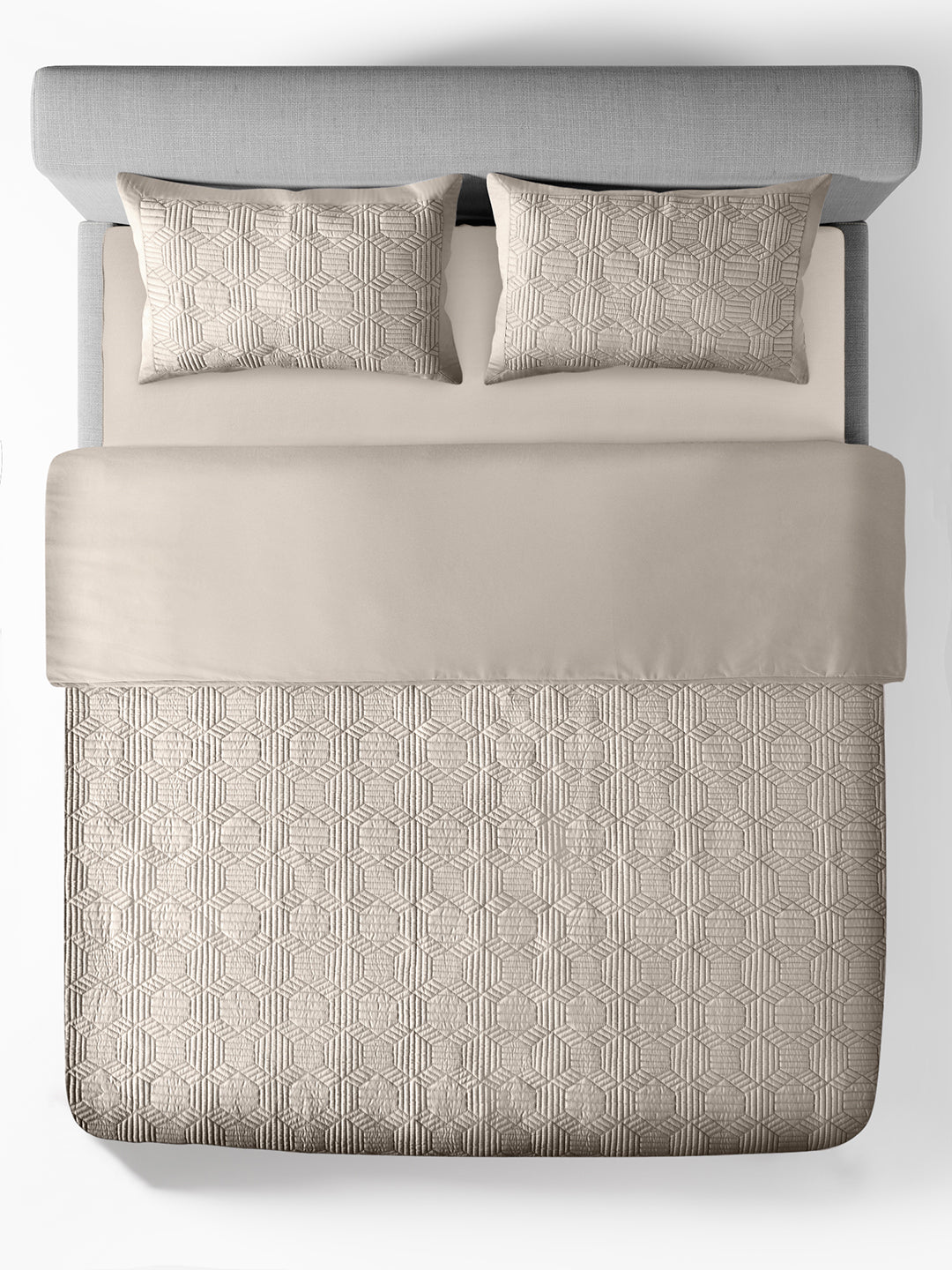 MOSAIC-LINEN DOUBLE QUILTED BED SPREAD