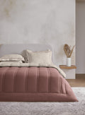 ARRAY-ASH ROSE-TAN DOUBLE COMFORTER BEDDING SET