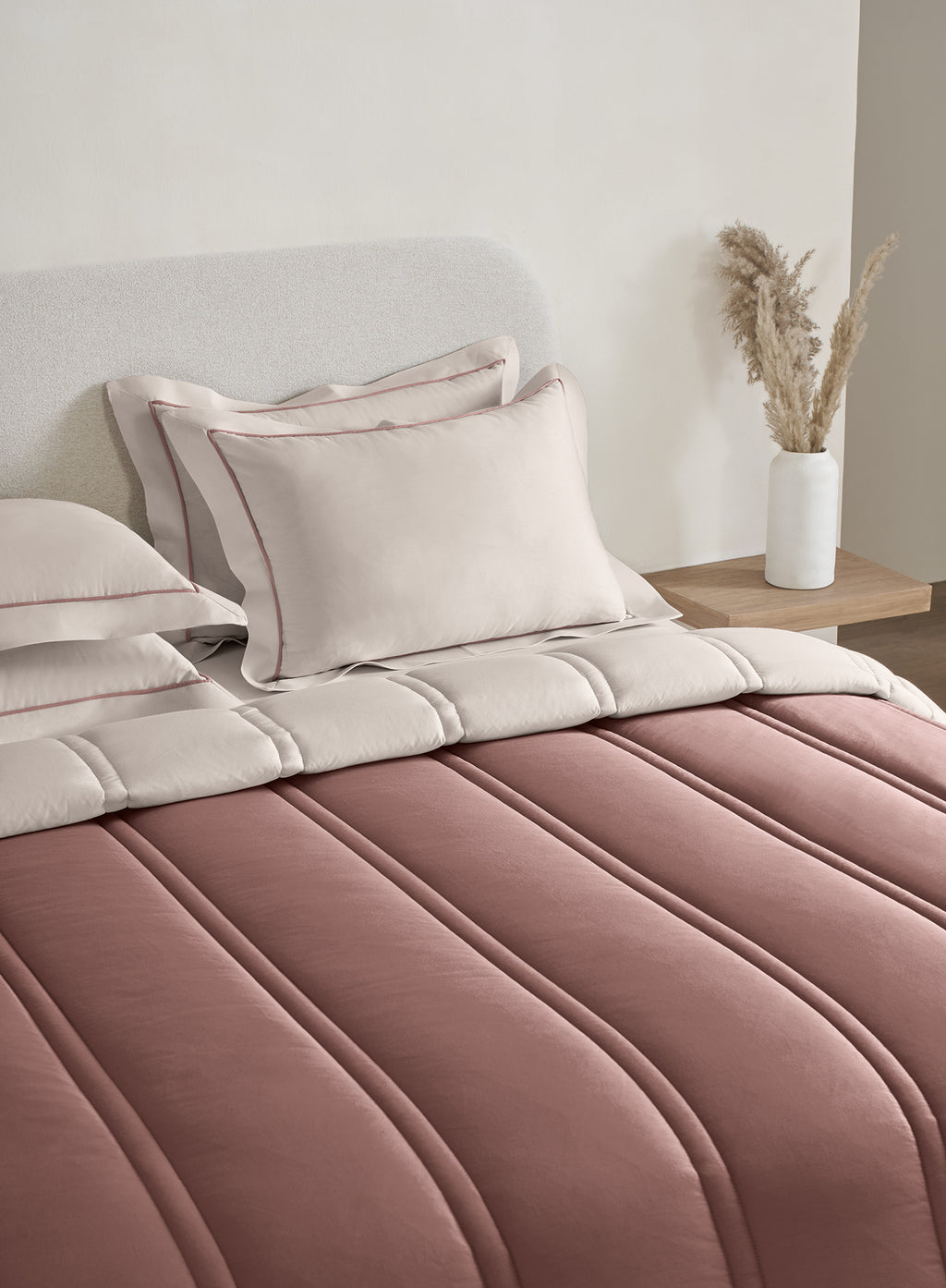 ARRAY-ASH ROSE-TAN DOUBLE COMFORTER BEDDING SET