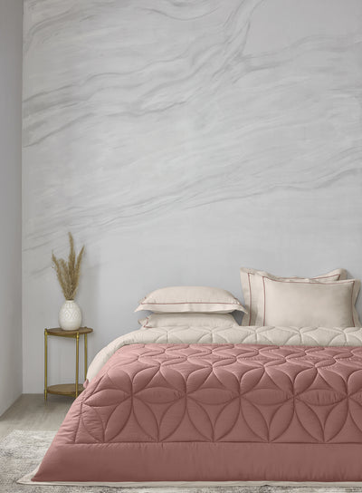 BELLA-ASH ROSE-TAN DOUBLE COMFORTER BEDDING SET
