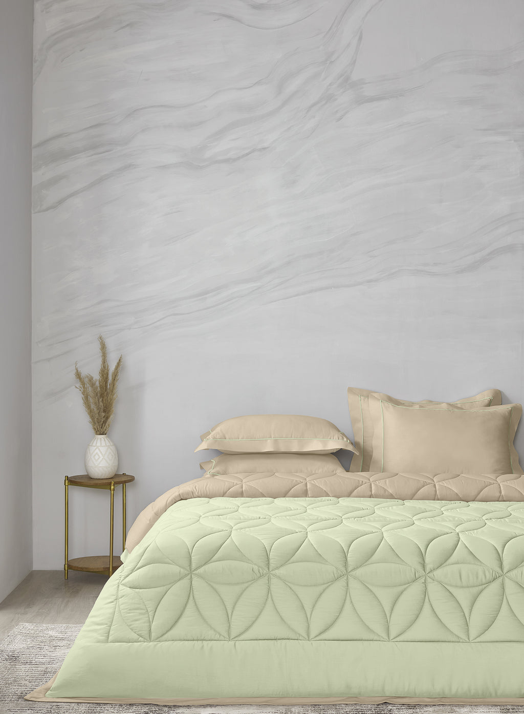 BELLA-CELADON GREEN-FRENCHOAK DOUBLE COMFORTER BEDDING SET