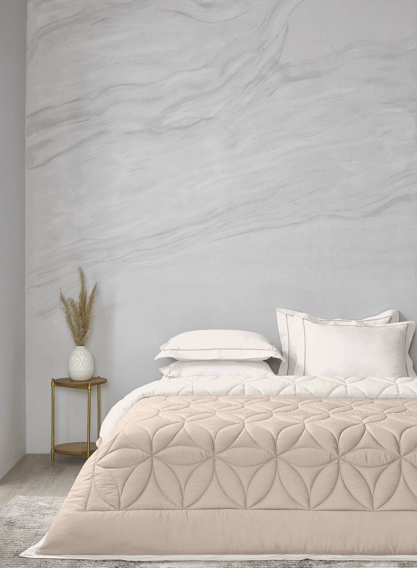 BELLA-FRENCH OAK-SNOWWHITE DOUBLE COMFORTER BEDDING SET
