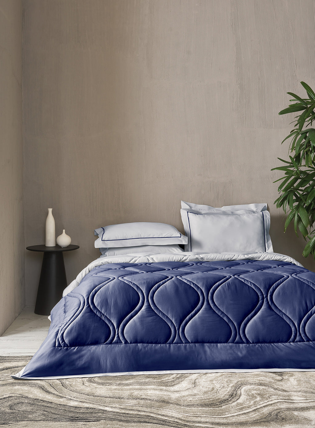 BEVERLEY-HARBOR MIST-TRUE BLUE DOUBLE COMFORTER BEDDING SET