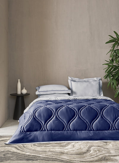 BEVERLEY-HARBOR MIST-TRUE BLUE DOUBLE COMFORTER BEDDING SET