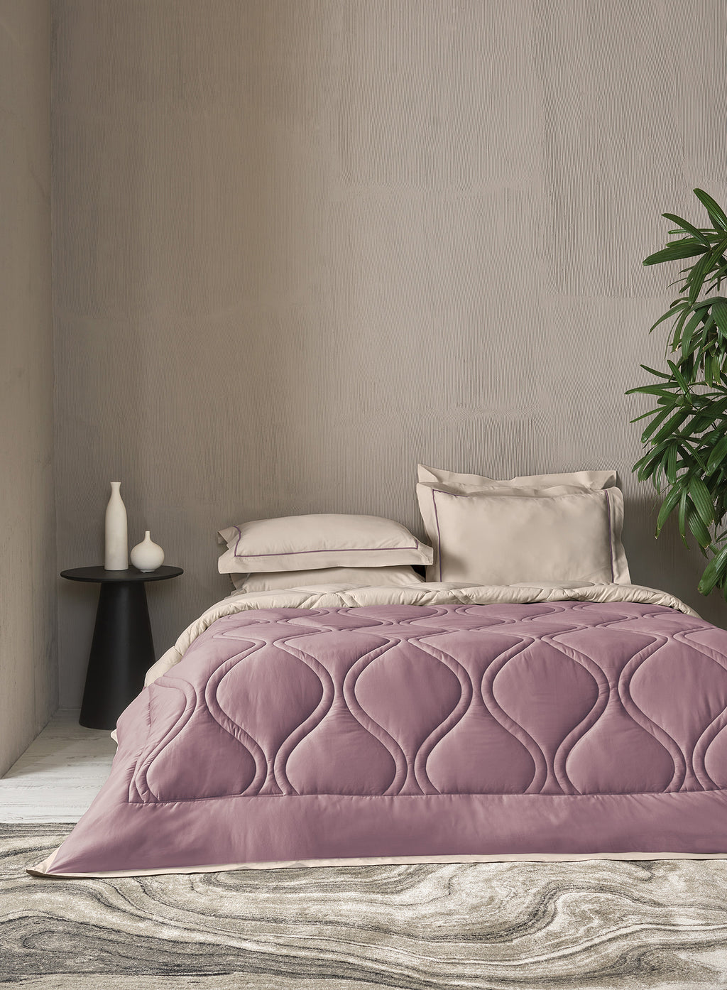 BEVERLEY-PUMICE STONE-DUSTY LILAC DOUBLE COMFORTER BEDDING SET