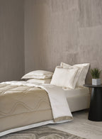 BEVERLEY-STAR WHITE-OATMEAL DOUBLE COMFORTER BEDDING SET