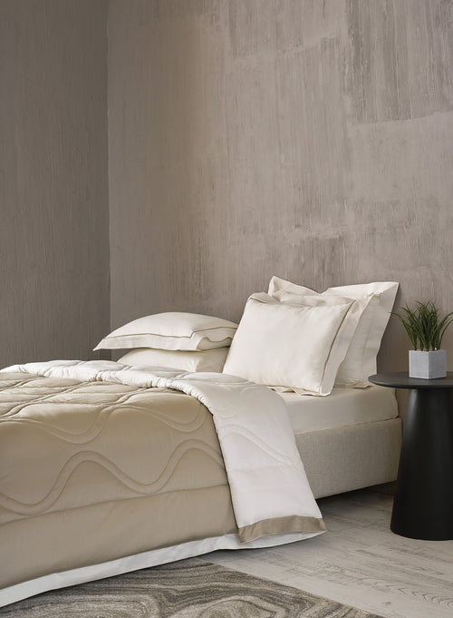 BEVERLEY-STAR WHITE-OATMEAL DOUBLE COMFORTER BEDDING SET