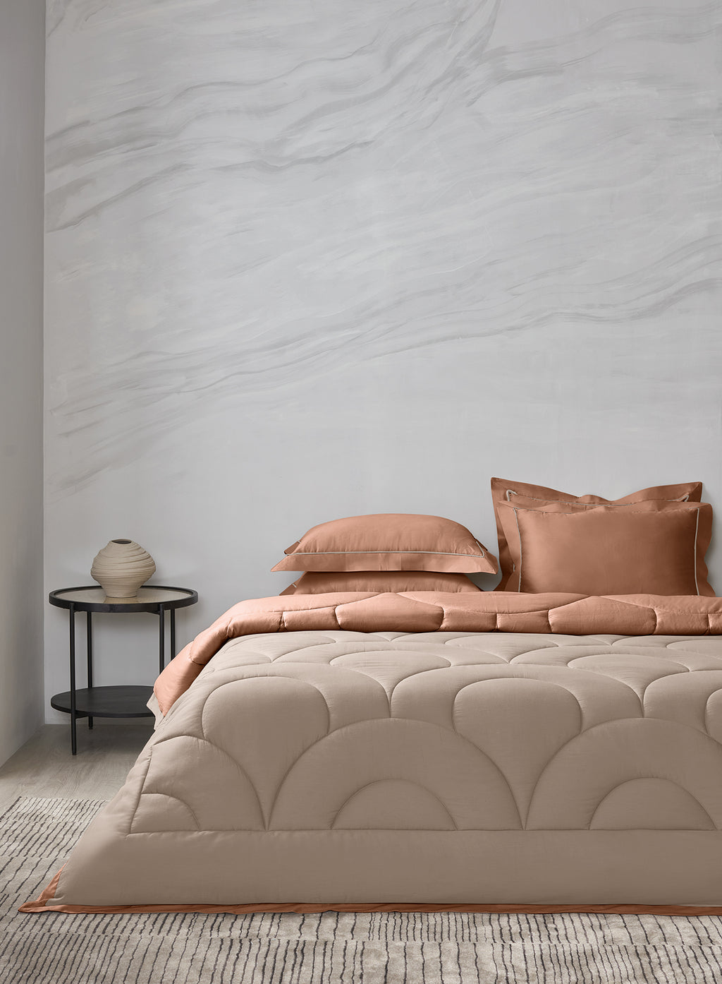 BLOOMSBURY-LIGHT TAUPE-RUST DOUBLE COMFORTER BEDDING SET