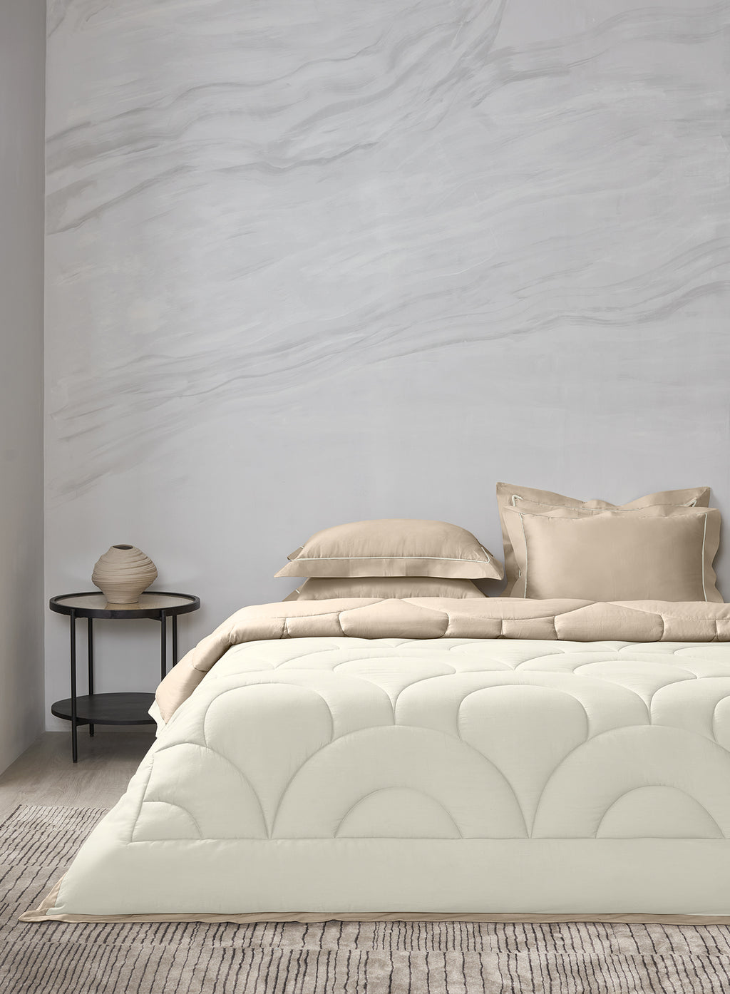 BLOOMSBURY-MARSHMALLOW-FRENCH OAK DOUBLE COMFORTER BEDDING SET