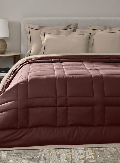 BRIQUE-TAUPE-FUDGESICKLE DOUBLE COMFORTER BEDDING SET