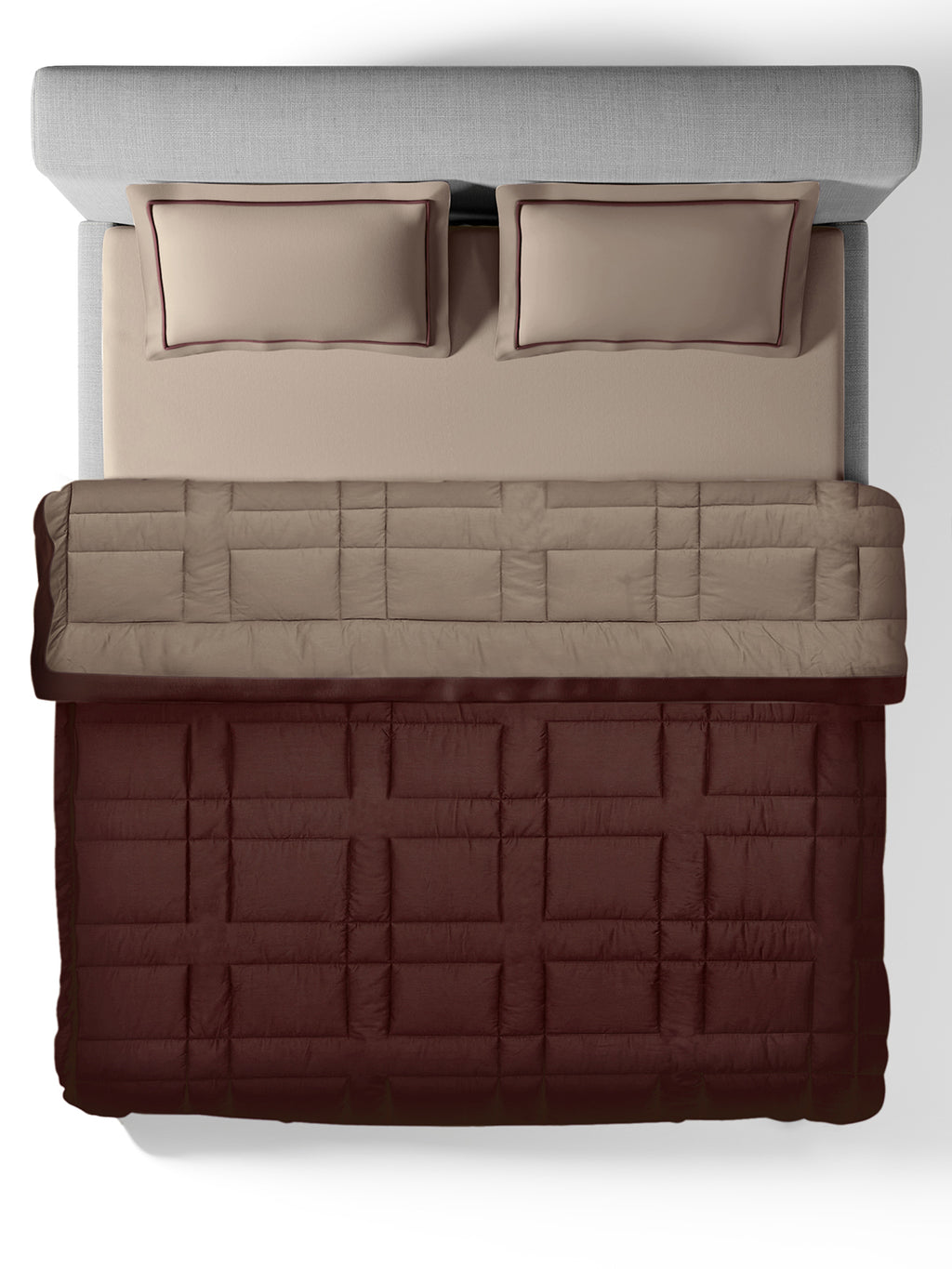 BRIQUE-TAUPE-FUDGESICKLE DOUBLE COMFORTER BEDDING SET