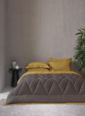 CARRIBEAN-ANTIQUE GOLD-MINERAL GREY DOUBLE COMFORTER BEDDING SET