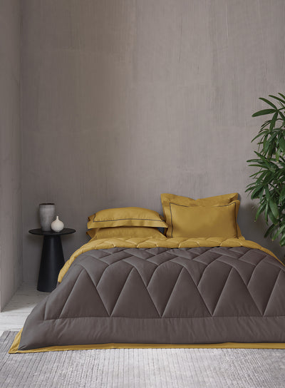 CARRIBEAN-ANTIQUE GOLD-MINERAL GREY DOUBLE COMFORTER BEDDING SET