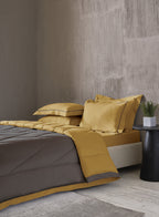 CARRIBEAN-ANTIQUE GOLD-MINERAL GREY DOUBLE COMFORTER BEDDING SET