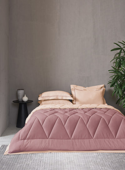 CARRIBEAN-PEACH BLUSH-ASH ROSE DOUBLE COMFORTER BEDDING SET