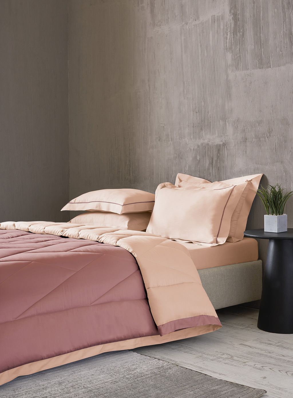 CARRIBEAN-PEACH BLUSH-ASH ROSE DOUBLE COMFORTER BEDDING SET