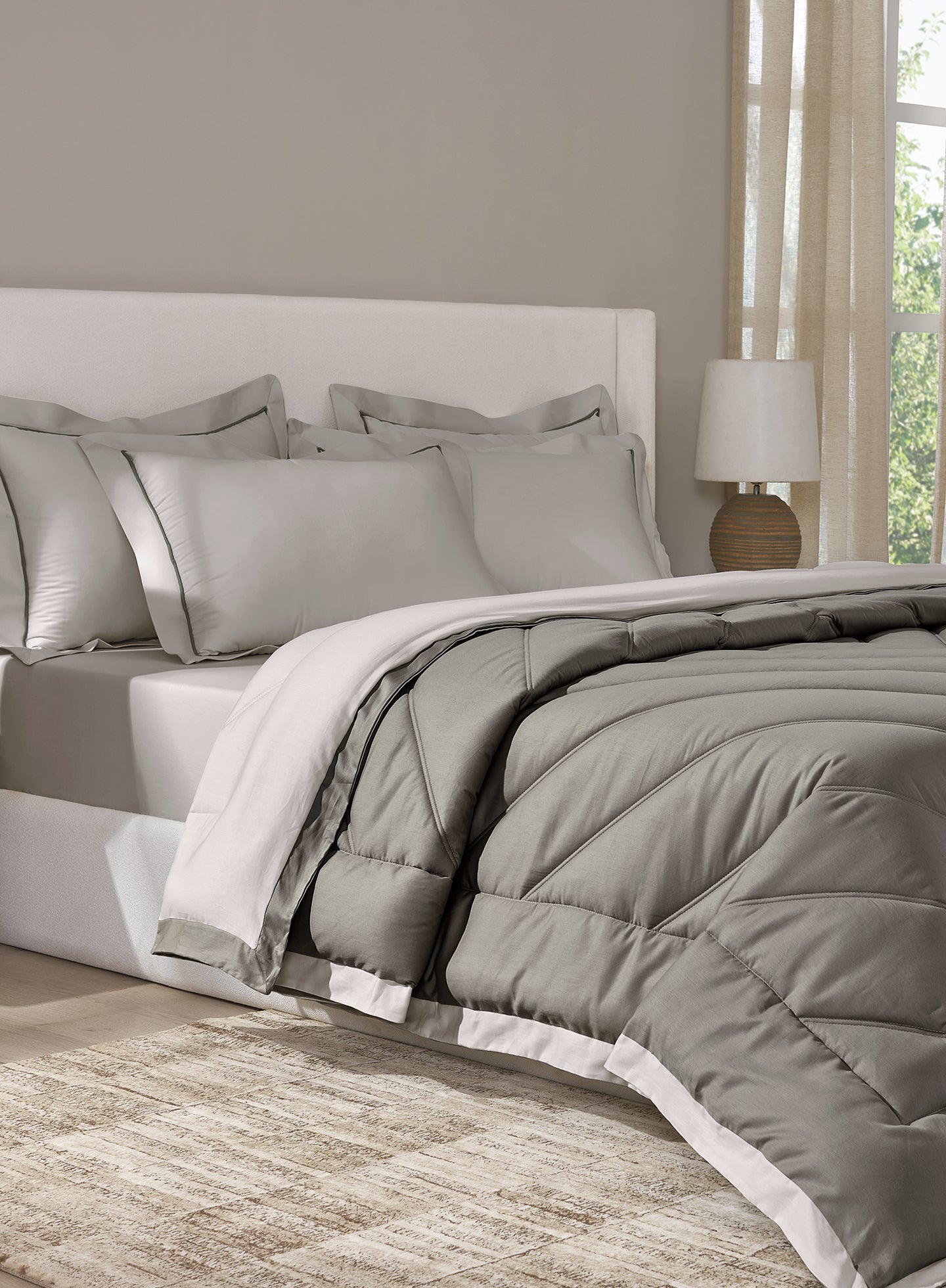CELENE-STONE-CINDER DOUBLE COMFORTER BEDDING SET