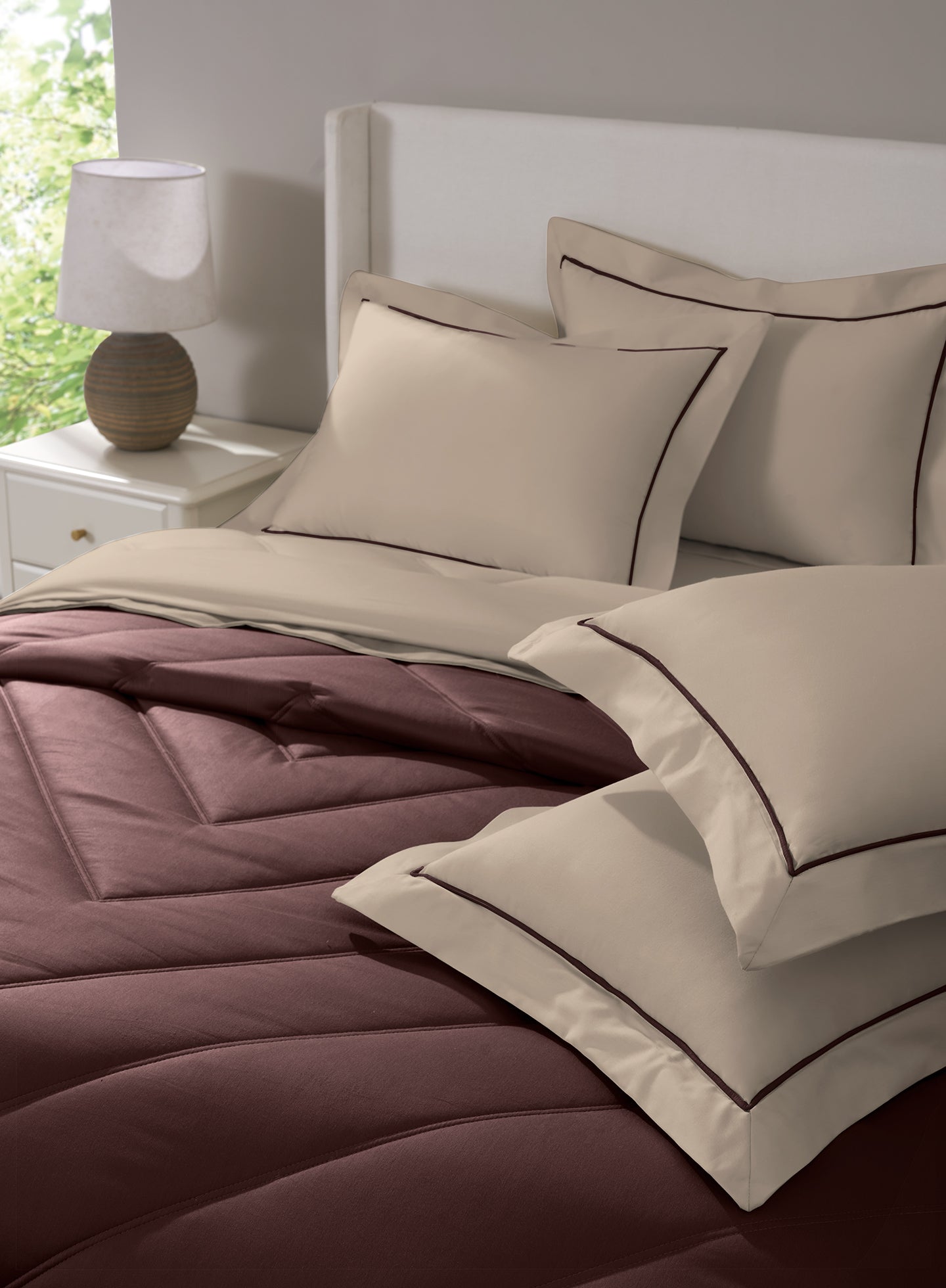 CELENE-TAUPE-FUDGESICKLE DOUBLE COMFORTER BEDDING SET
