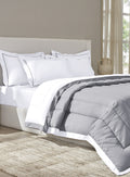 FURROW-BRILLIANT WHITE-NEW GREY DOUBLE COMFORTER BEDDING SET