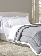 FURROW-BRILLIANT WHITE-NEW GREY DOUBLE COMFORTER BEDDING SET