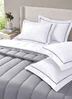 FURROW-BRILLIANT WHITE-NEW GREY DOUBLE COMFORTER BEDDING SET
