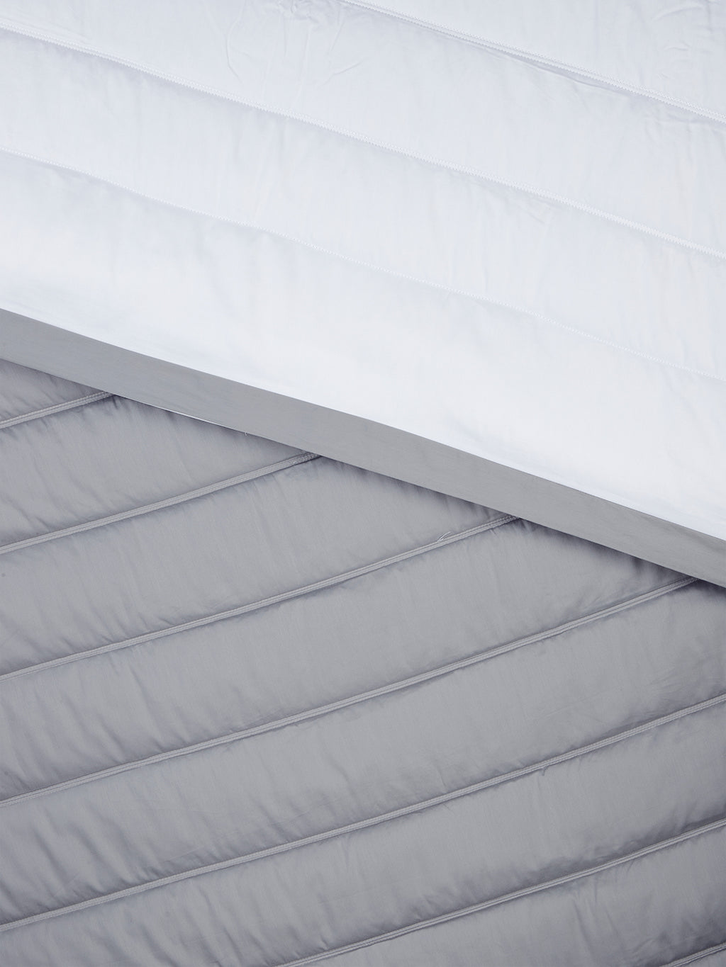 FURROW-BRILLIANT WHITE-NEW GREY DOUBLE COMFORTER BEDDING SET