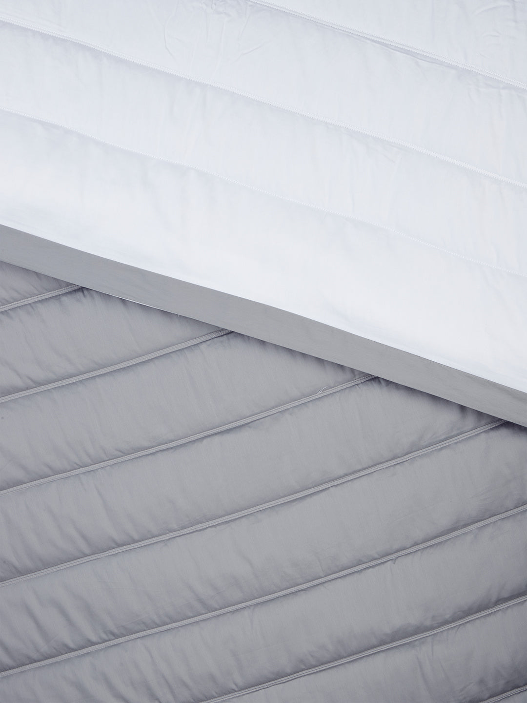 FURROW-BRILLIANT WHITE-NEW GREY DOUBLE COMFORTER BEDDING SET