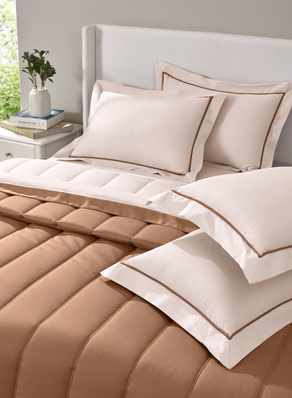 FURROW-CREAM PINK-BROWN SUGAR SINGLE COMFORTER