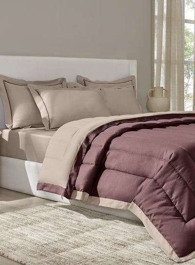 FURROW-TAUPE-FUDGESICKLE DOUBLE COMFORTER BEDDING SET
