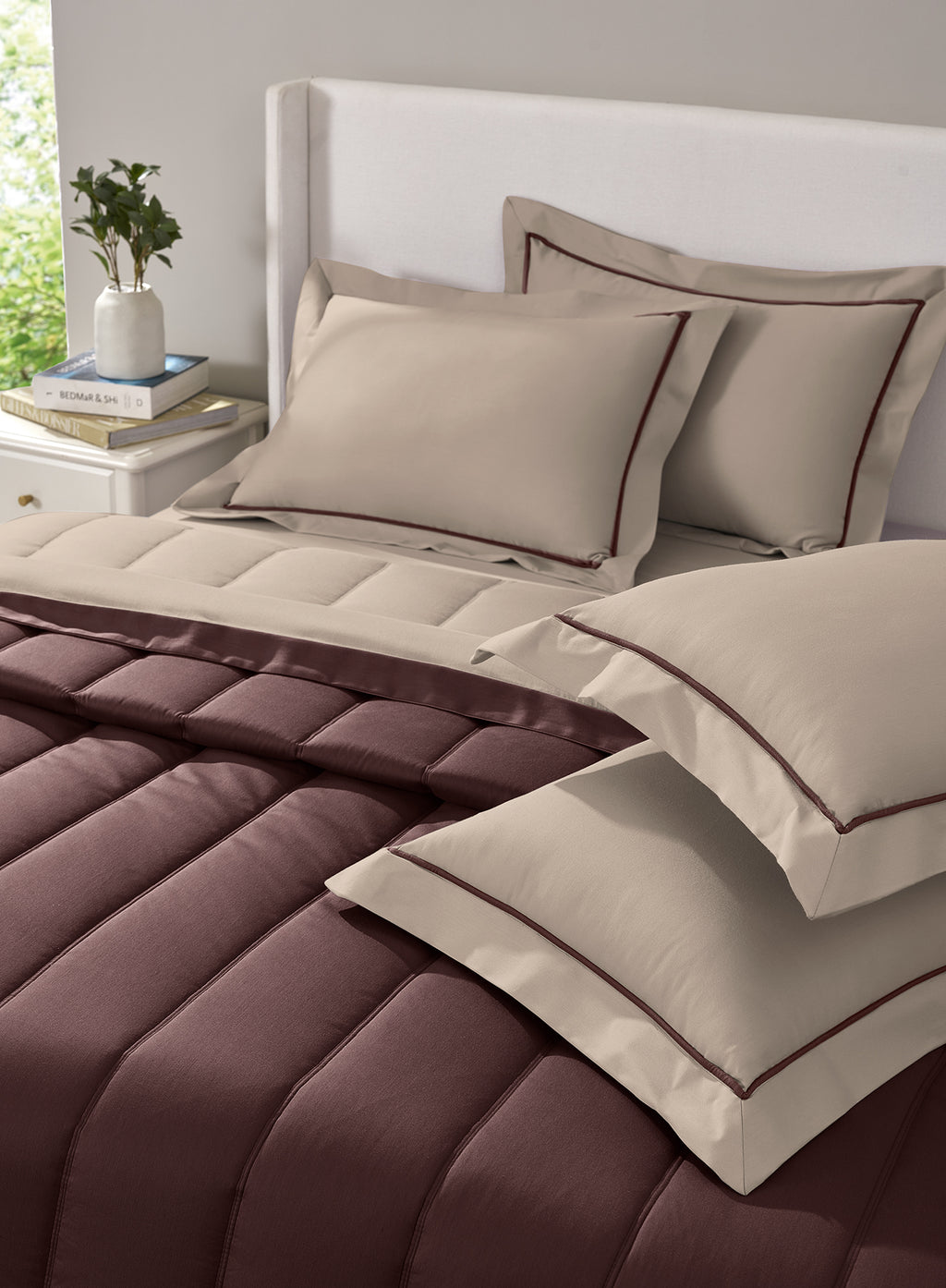FURROW-TAUPE-FUDGESICKLE DOUBLE COMFORTER BEDDING SET