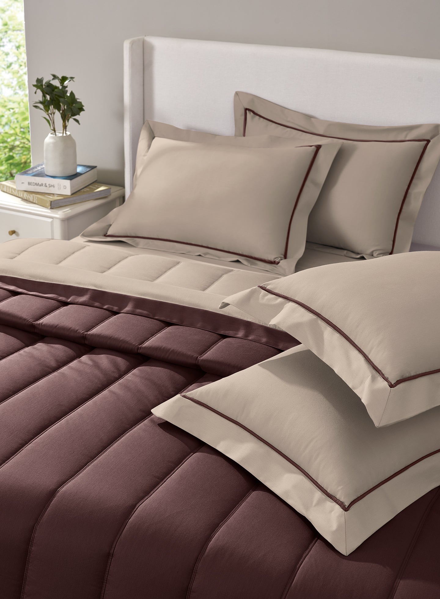 FURROW-TAUPE-FUDGESICKLE DOUBLE COMFORTER BEDDING SET