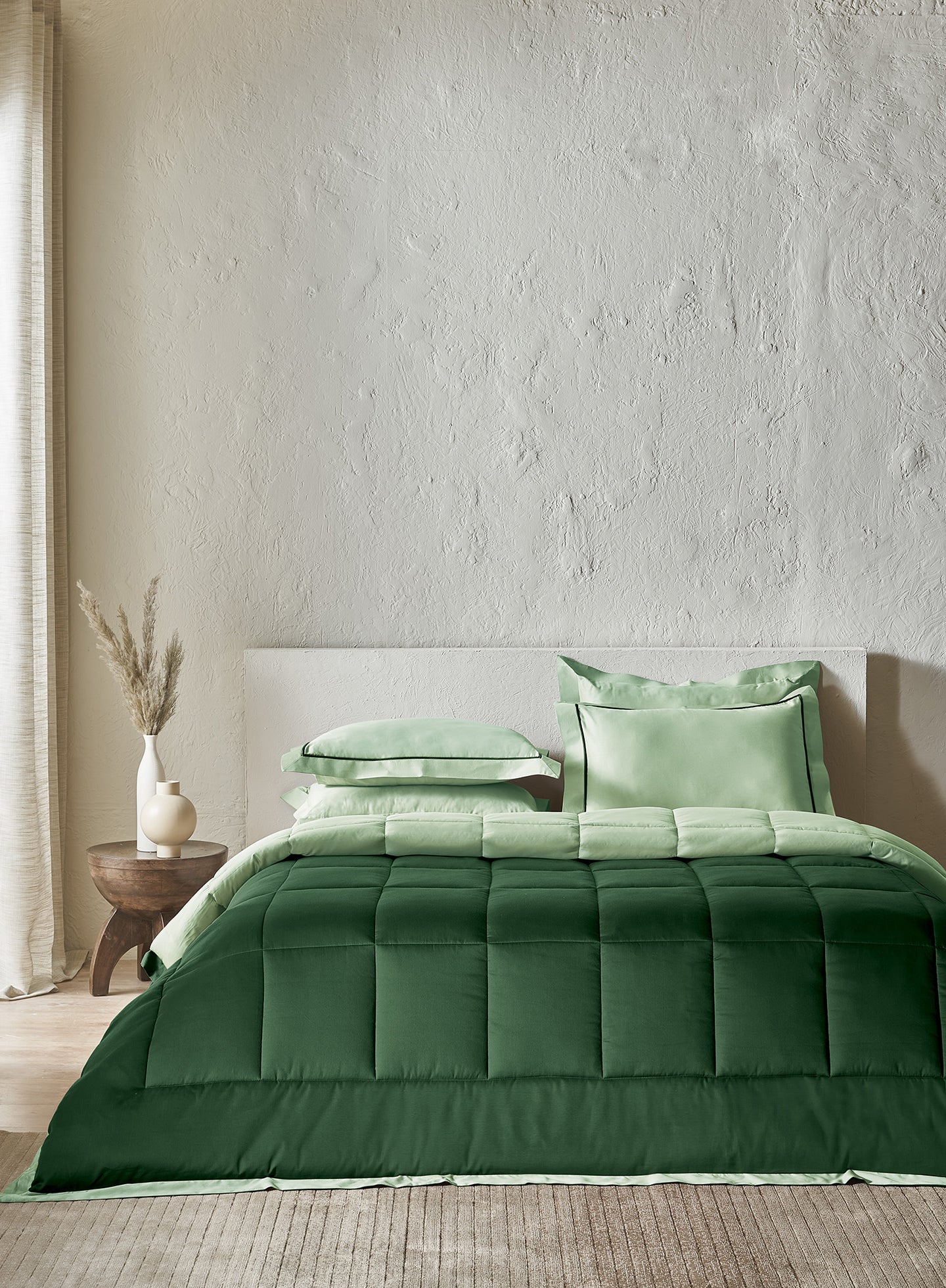 IGUANA-CELADON GREEN-HUNTER GREEN DOUBLE COMFORTER BEDDING SET