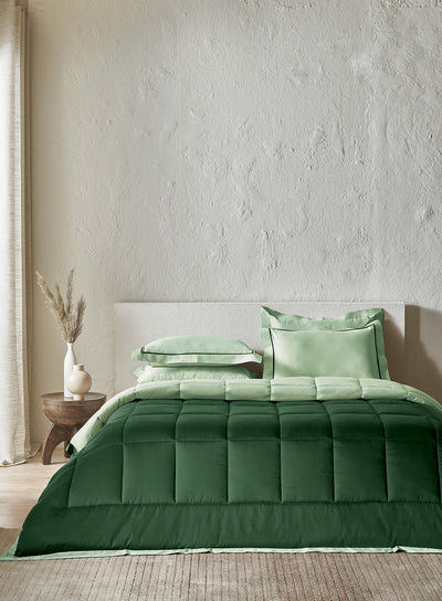 IGUANA-CELADON GREEN-HUNTER GREEN DOUBLE COMFORTER BEDDING SET