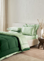 IGUANA-CELADON GREEN-HUNTER GREEN DOUBLE COMFORTER BEDDING SET