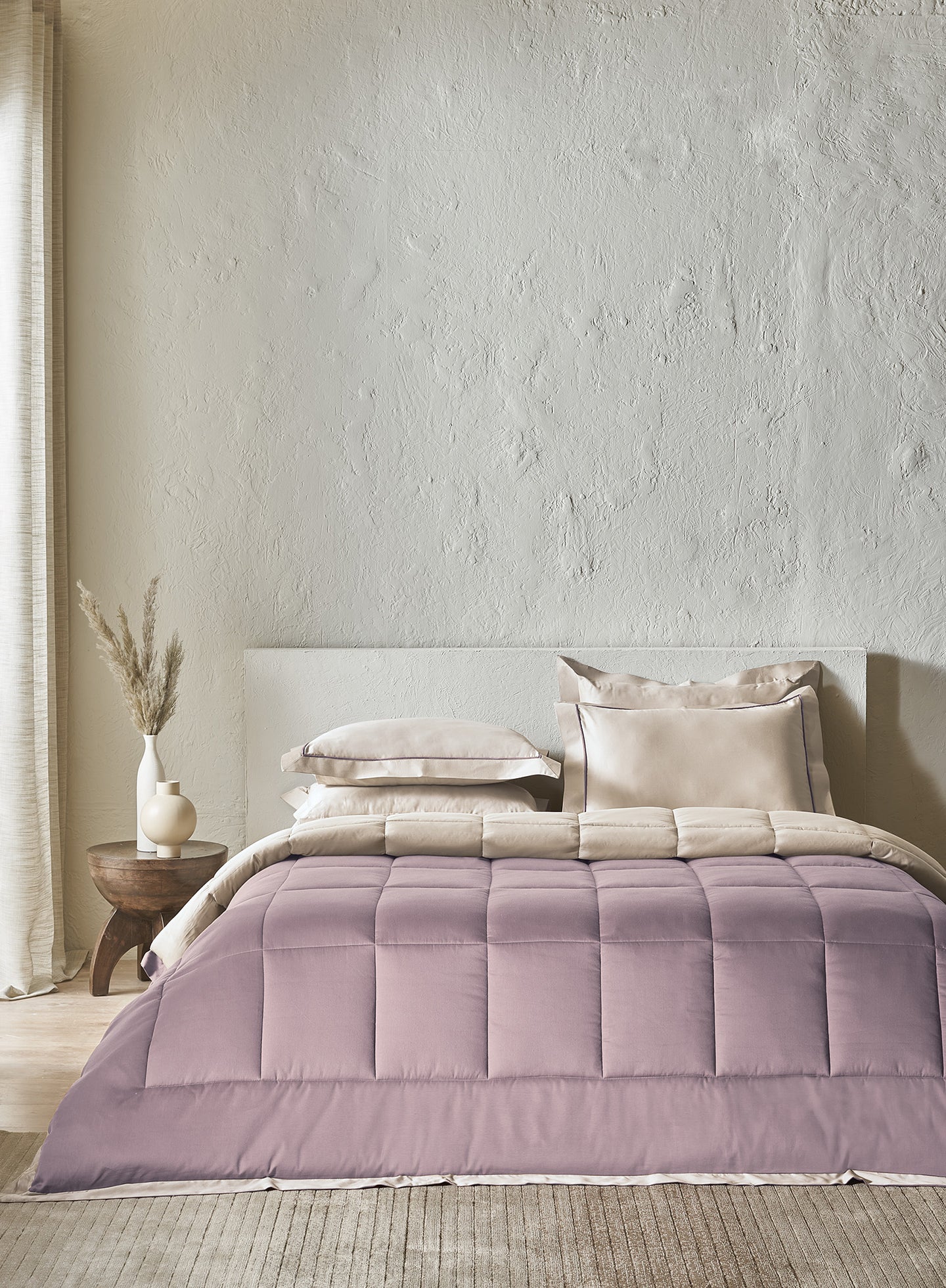 IGUANA-PUMICE STONE-DUSTY LILAC DOUBLE COMFORTER BEDDING SET
