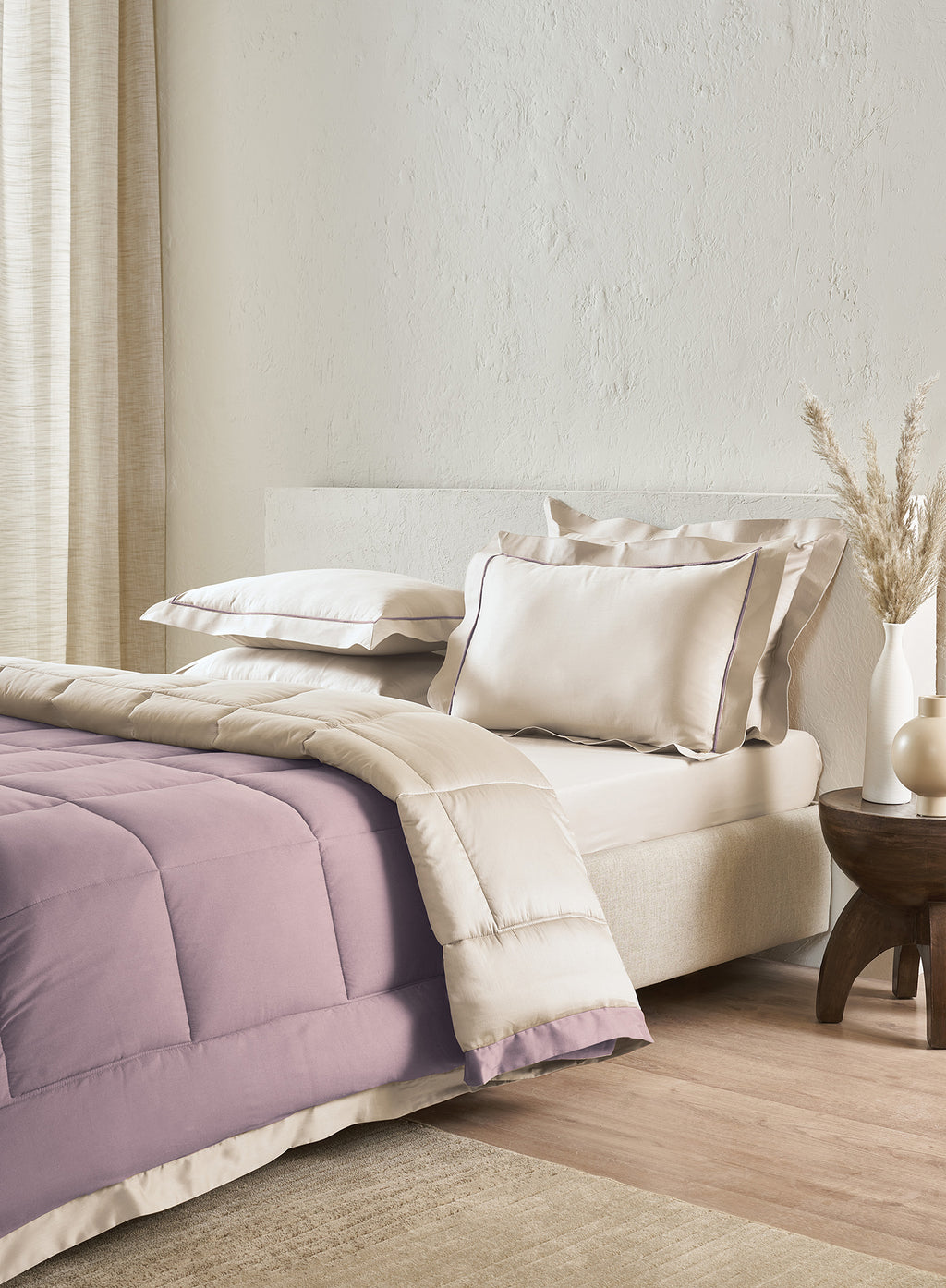 IGUANA-PUMICE STONE-DUSTY LILAC DOUBLE COMFORTER BEDDING SET