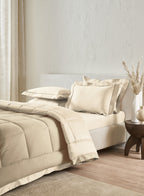 IGUANA-STAR WHITE-OATMEAL DOUBLE COMFORTER BEDDING SET