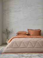 LEVANTO-LIGHT TAUPE-RUST DOUBLE COMFORTER BEDDING SET