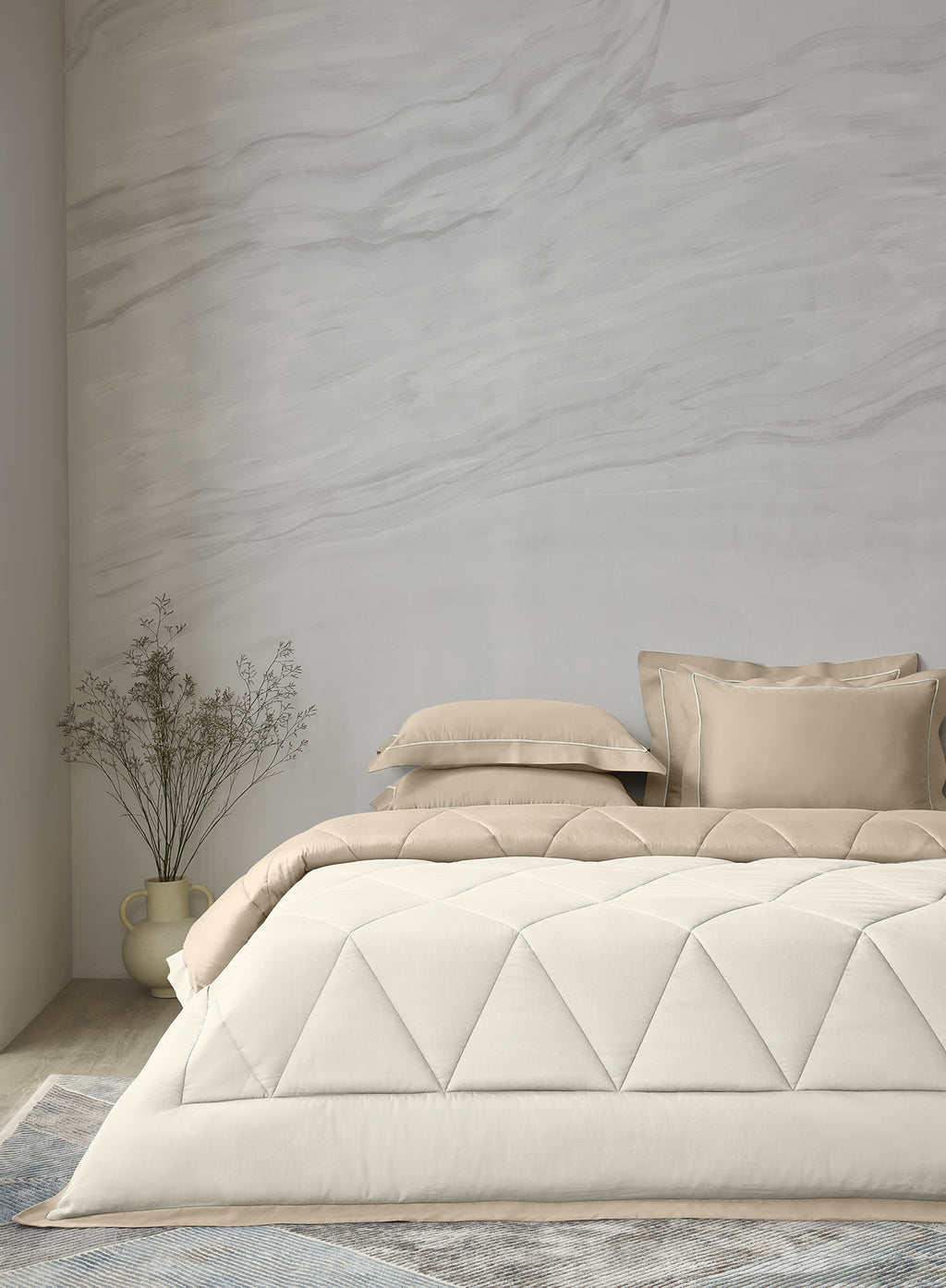 LEVANTO-MARSHMALLOW-FRENCH OAK DOUBLE COMFORTER BEDDING SET