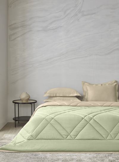 LOZENGE-CELADON GREEN-FRENCHOAK DOUBLE COMFORTER BEDDING SET