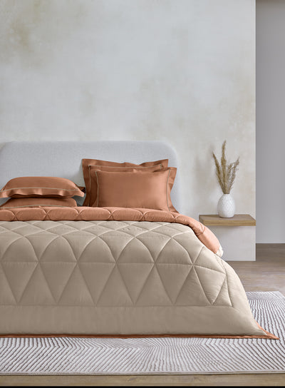 MONTAUK-LIGHT TAUPE-RUST DOUBLE COMFORTER BEDDING SET