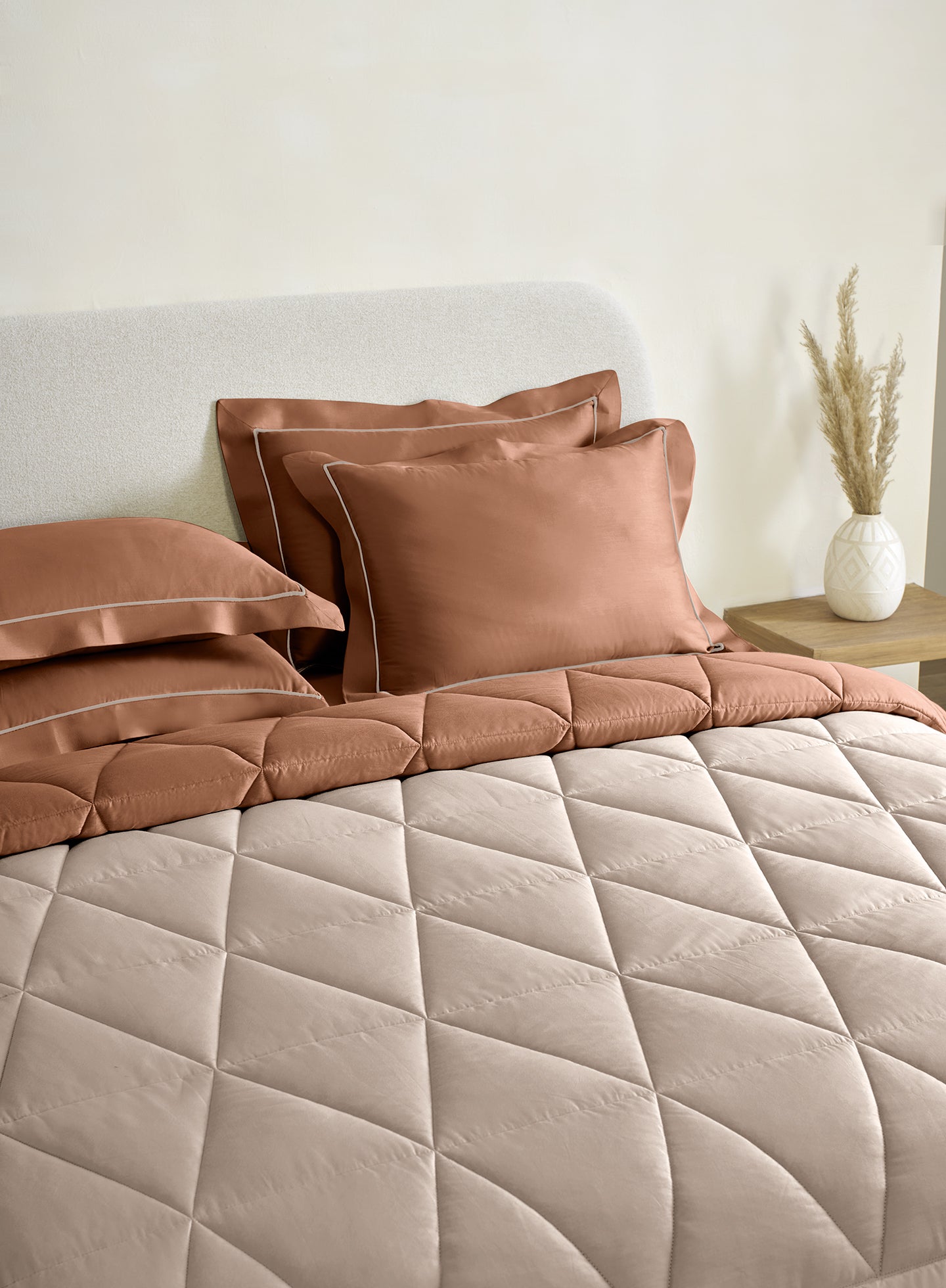MONTAUK-LIGHT TAUPE-RUST DOUBLE COMFORTER BEDDING SET