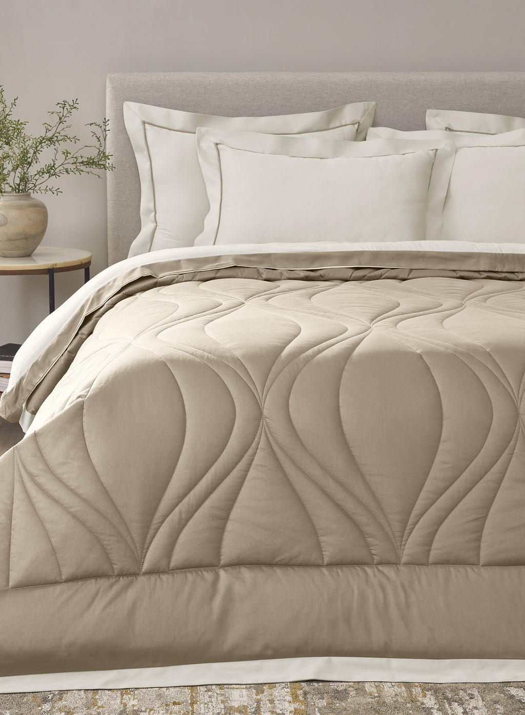 OGEE-MARSHMALLOW-OATMEAL DOUBLE COMFORTER BEDDING SET