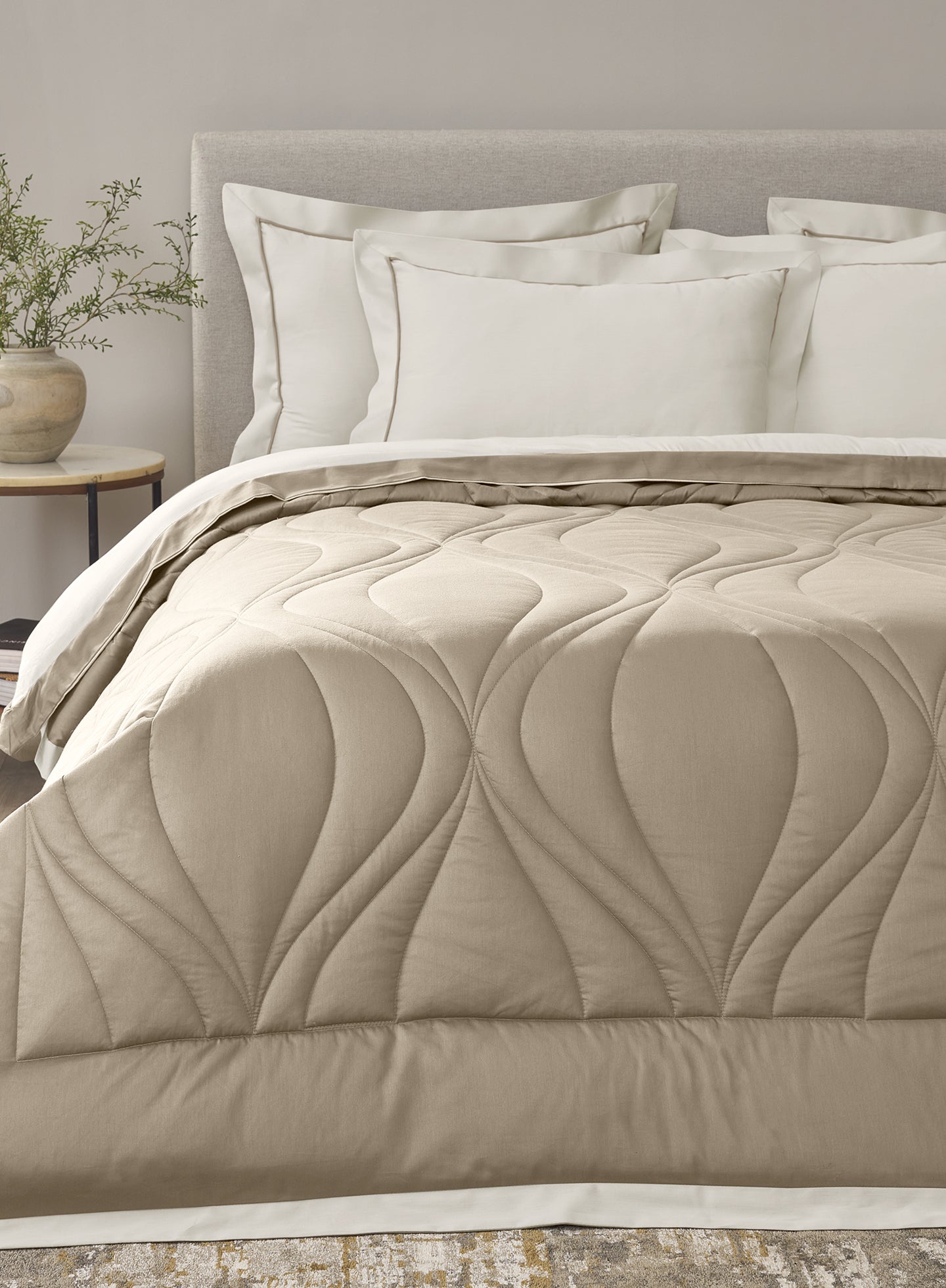 OGEE-MARSHMALLOW-OATMEAL DOUBLE COMFORTER BEDDING SET