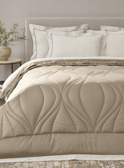 OGEE-MARSHMALLOW-OATMEAL DOUBLE COMFORTER BEDDING SET