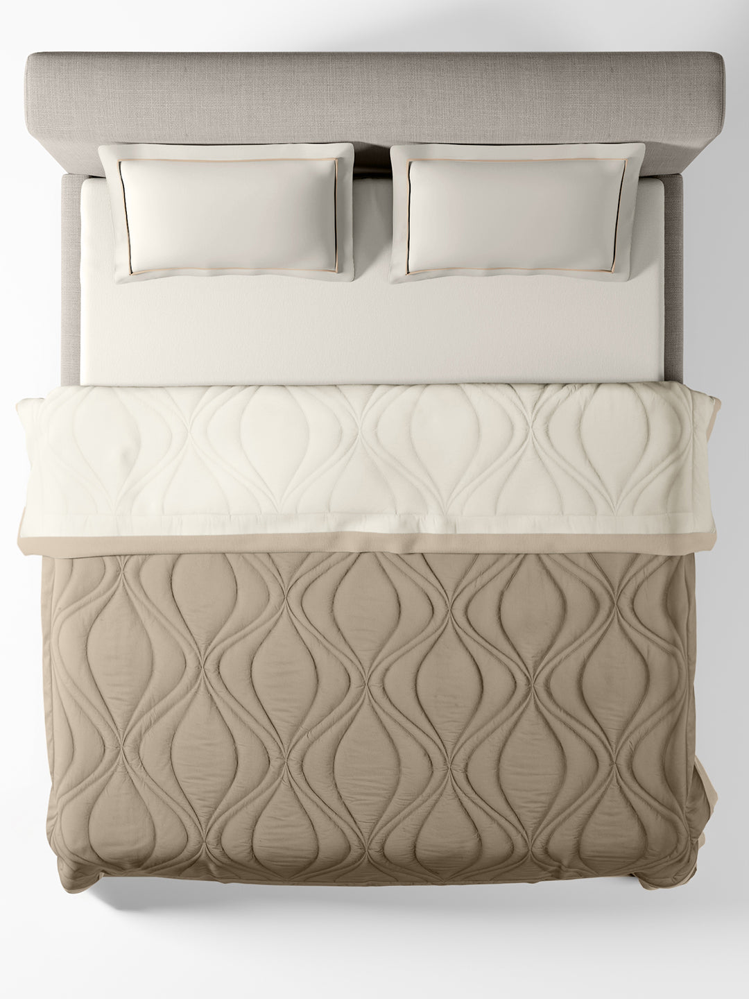OGEE-MARSHMALLOW-OATMEAL DOUBLE COMFORTER BEDDING SET
