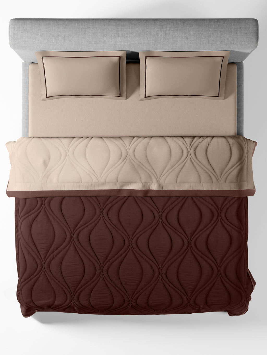 OGEE-TAUPE-FUDGESICKLE DOUBLE COMFORTER BEDDING SET