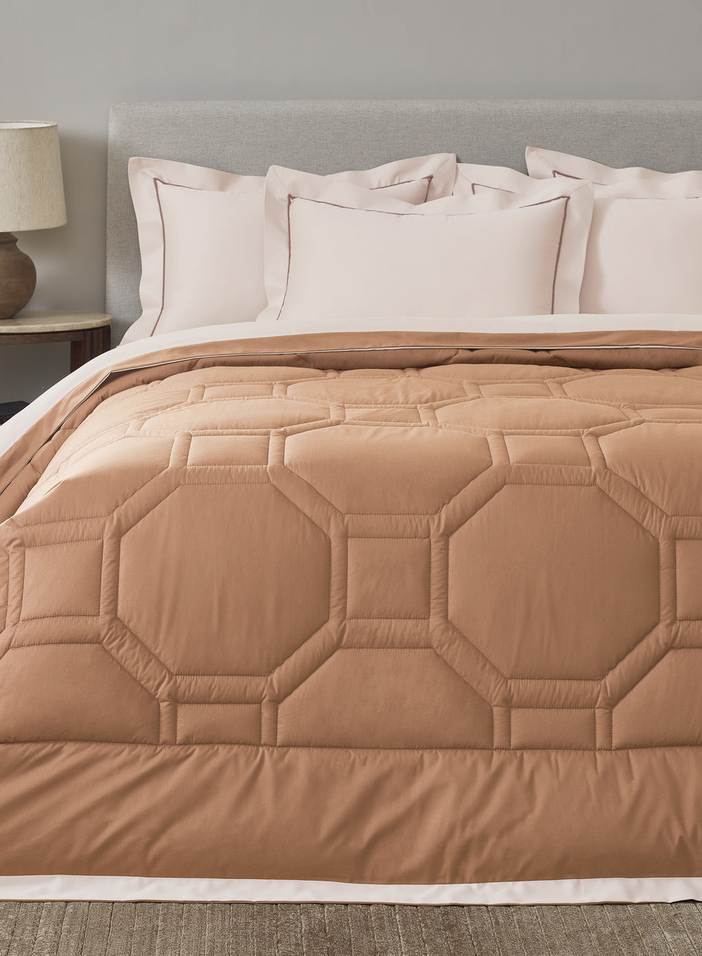 ORNELLA-CREAM PINK-BROWN SUGAR SINGLE COMFORTER
